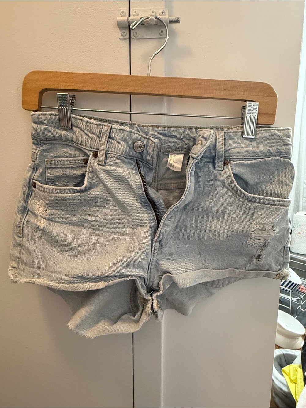 H&M Divided Light Blue Distressed Denim Shorts